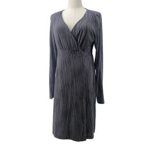 Athleta Wrap it Up Dress Size Small Black White Polka Dot Long Sleeve Womens